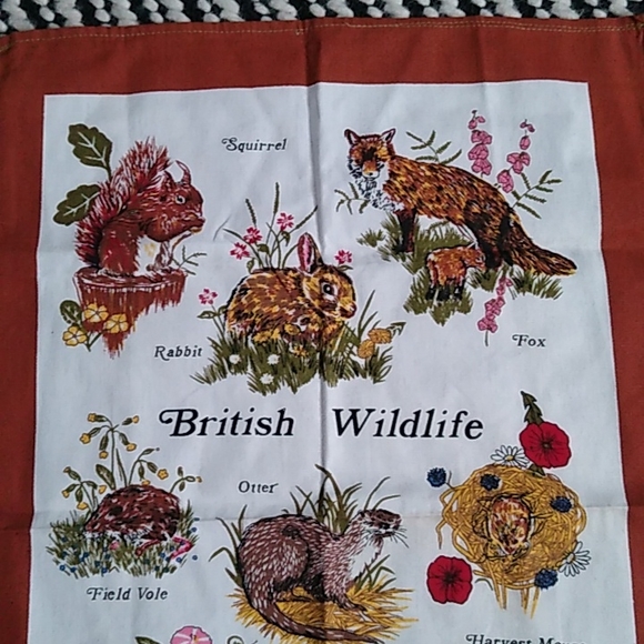 Other - Vintage British Wildlife Tea Towel